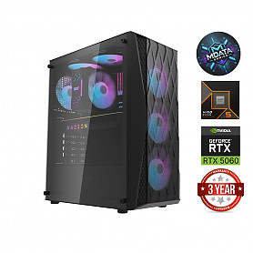 Ryzen 5 9600X 32GB 4TB SSD 1TB HDD RTX 5060 NoOS DK352 BLACK Stacionarus kompiuteris