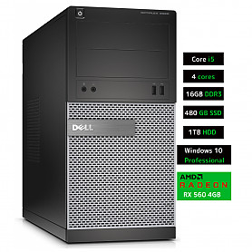 OPTIPLEX 3020 MT i5-4570 16GB 480GB SSD 1TB HDD RX560 4GB Windows 10 Professional Стационарный компьютер