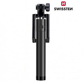 Swissten Wired Selfie Stick 81 cm trikojis su mygtuku ant rankenos žalia